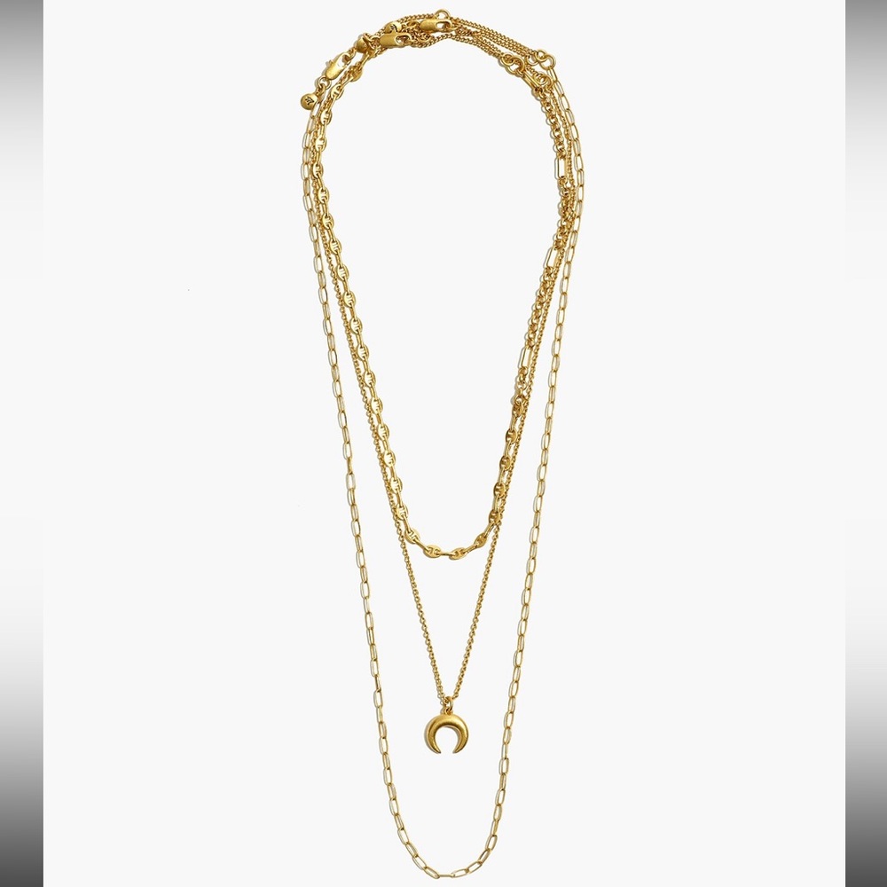 Madewell Mixed Chain Chunky Crescent Moon necklace set